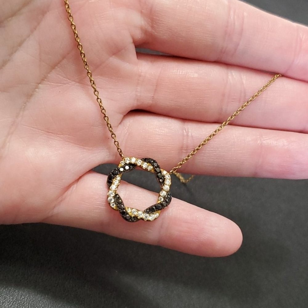 Gold over sterling silver rhinestone necklace 18-19"